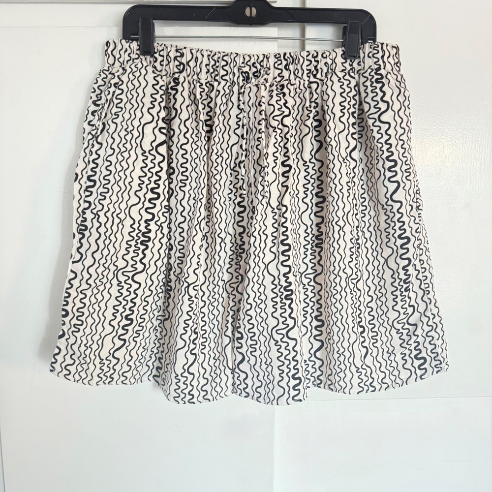 Molby the Label Relaxed Shorts Womens Large Black White Print High Rise Elastic